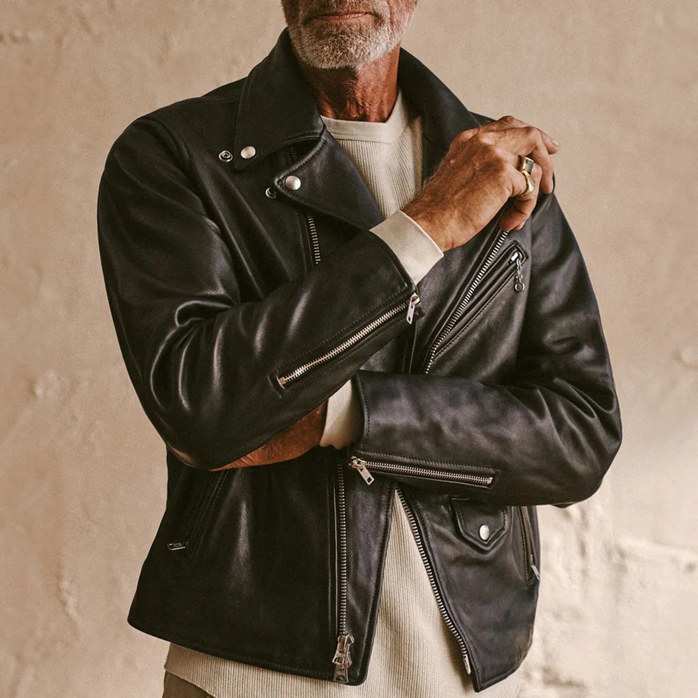 NWOT Buck Mason Black Leather Moto Jacket